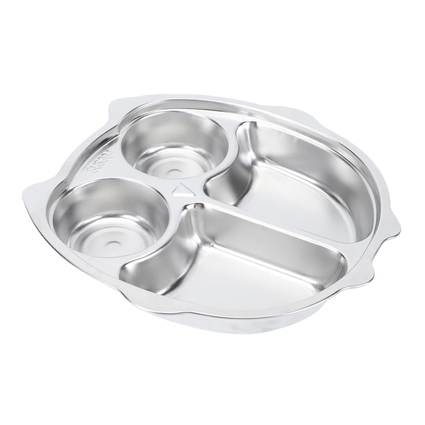 Platos infantiles de acero inoxidable con forma de búho, platos divididos para niños pequeños, bandejas irrompibles para el almuerzo, ideales para guardería y el hogar.