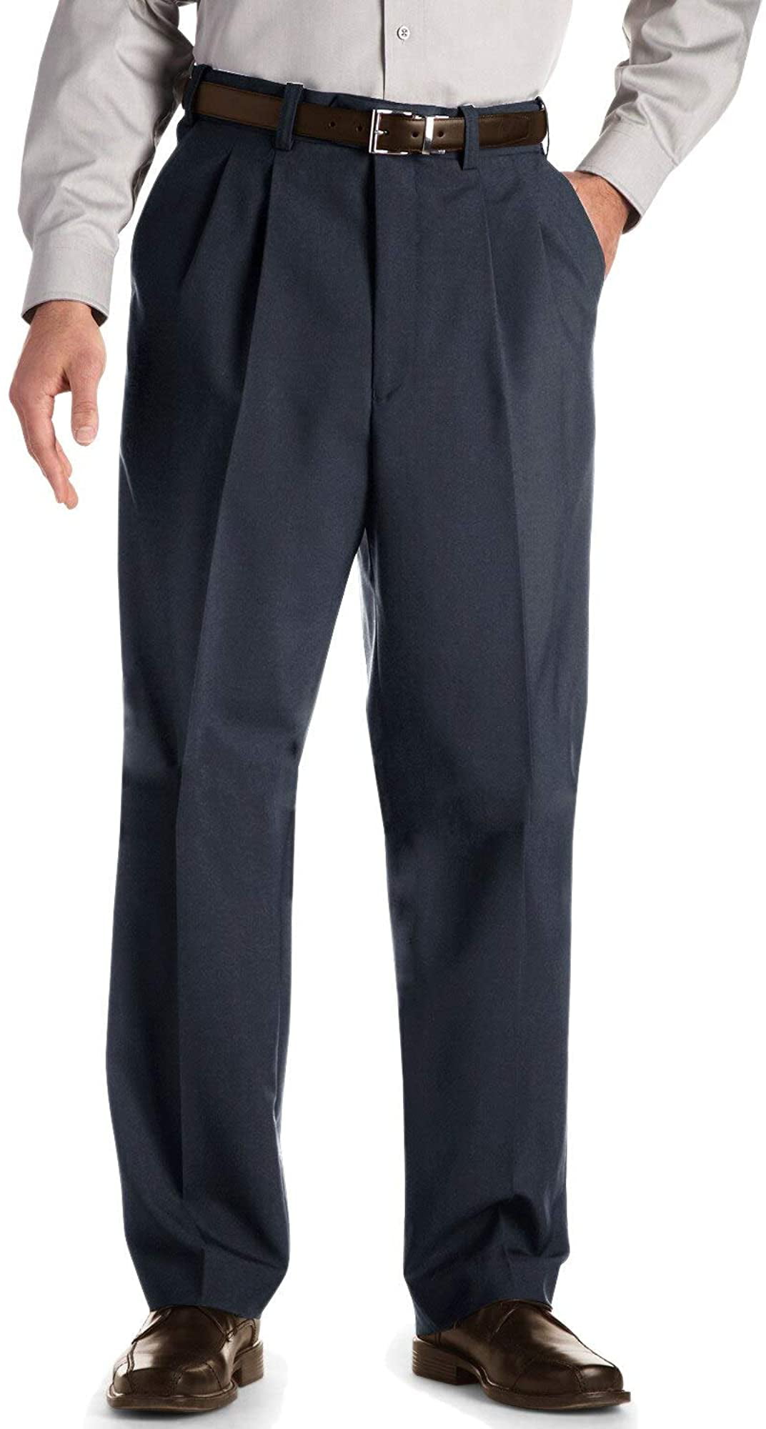 Gold Series by DXL Big and Tall Waist-Relaxer Hemmed Pleated Suit Pants Charcoal 
