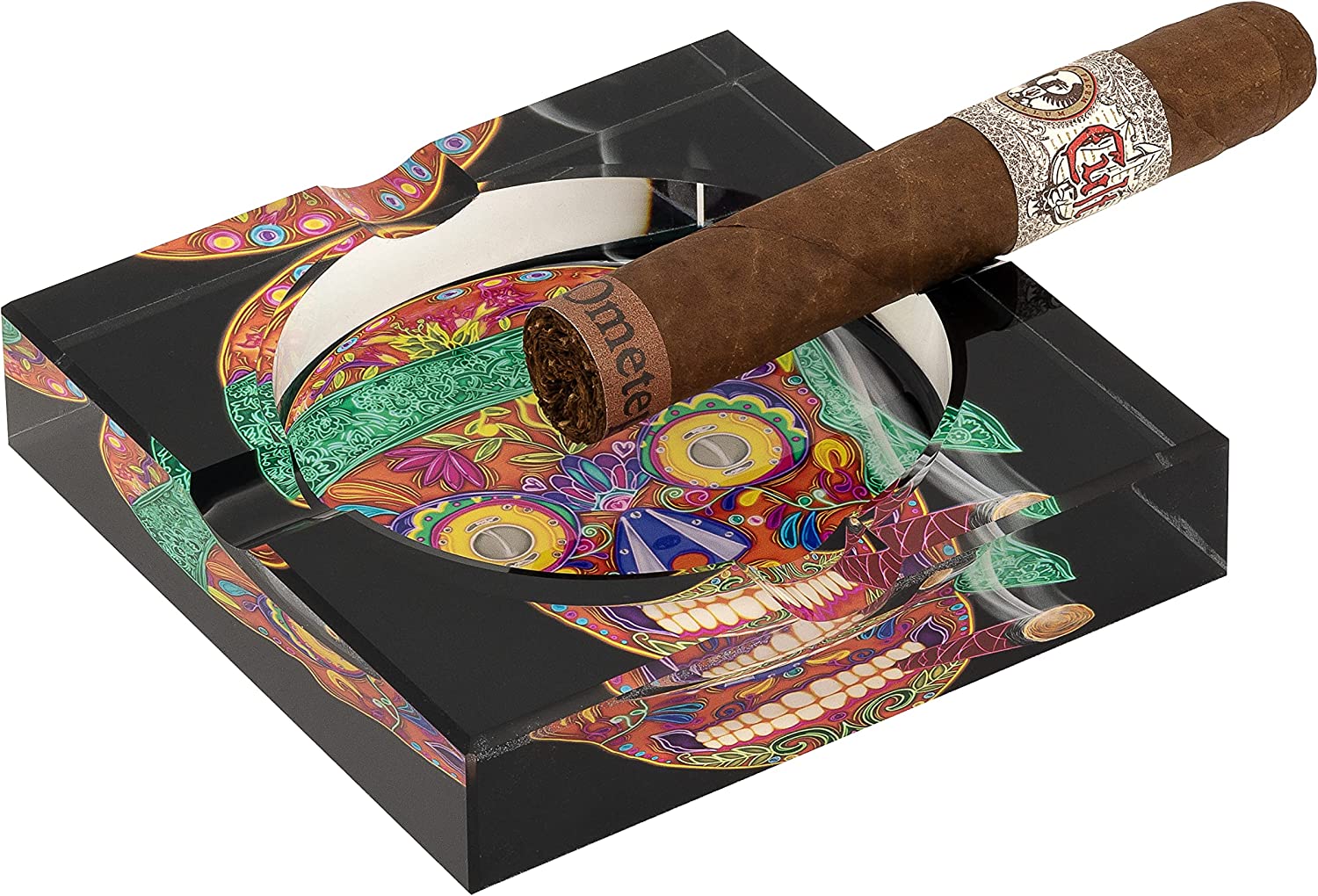Humidor Supreme Four Finger Crystal Cigar Ashtray Calavera Global