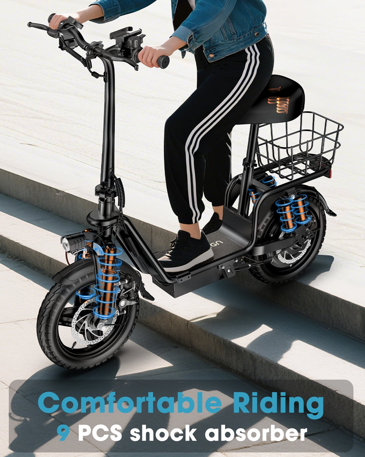 INSDRGN Electric Scooter for Adults with Seat, High Performance Foldable E-Scooter with 750W Motor, 20MPH, 28 Mile Range, 330lbs Max Load, UL2272