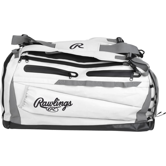 Mochila Duffle Híbrida Rawlings MACH para Béisbol y Softbol Blanca