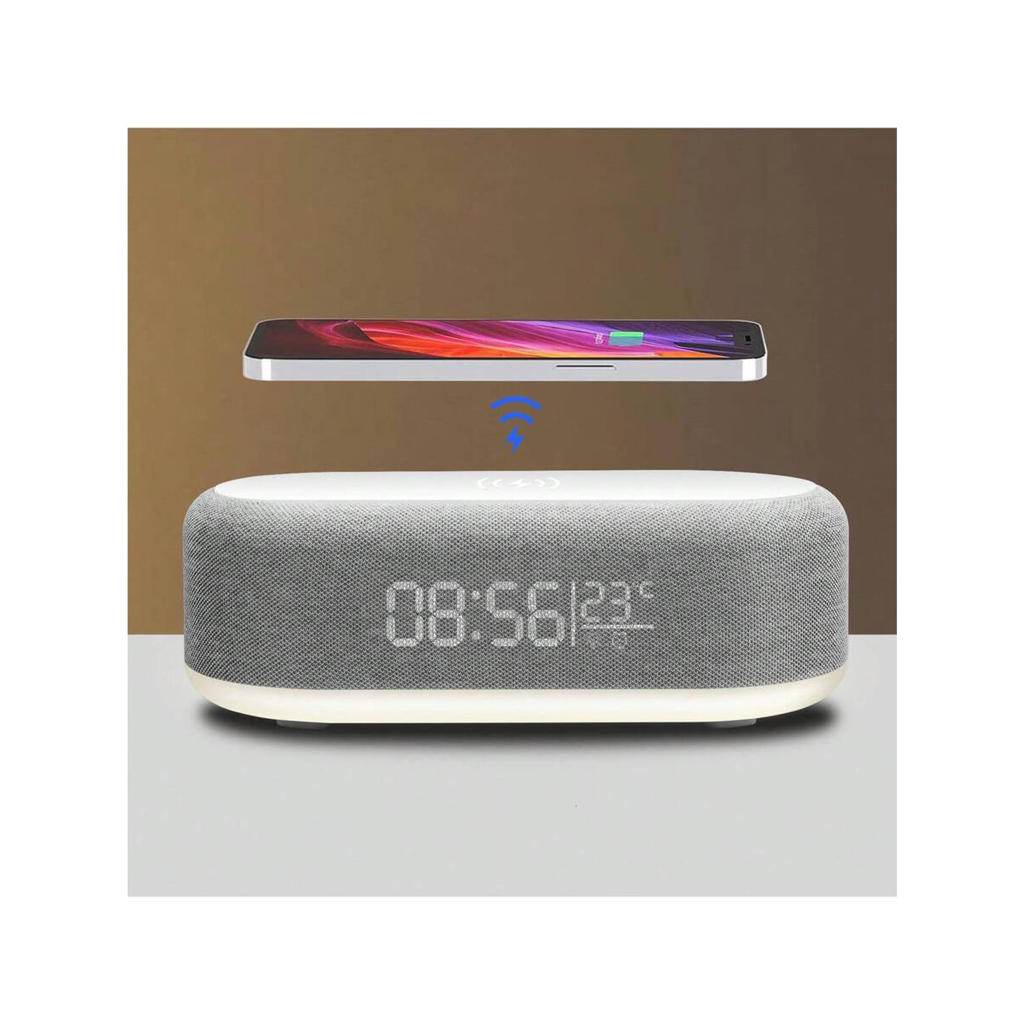 Fast Wireless Charging Station Digital Alarm Clock with Temperature Display & Night Light, 15W Wireless Charger Dock Compatible with iPhone, Samsung, Pixel Series and More