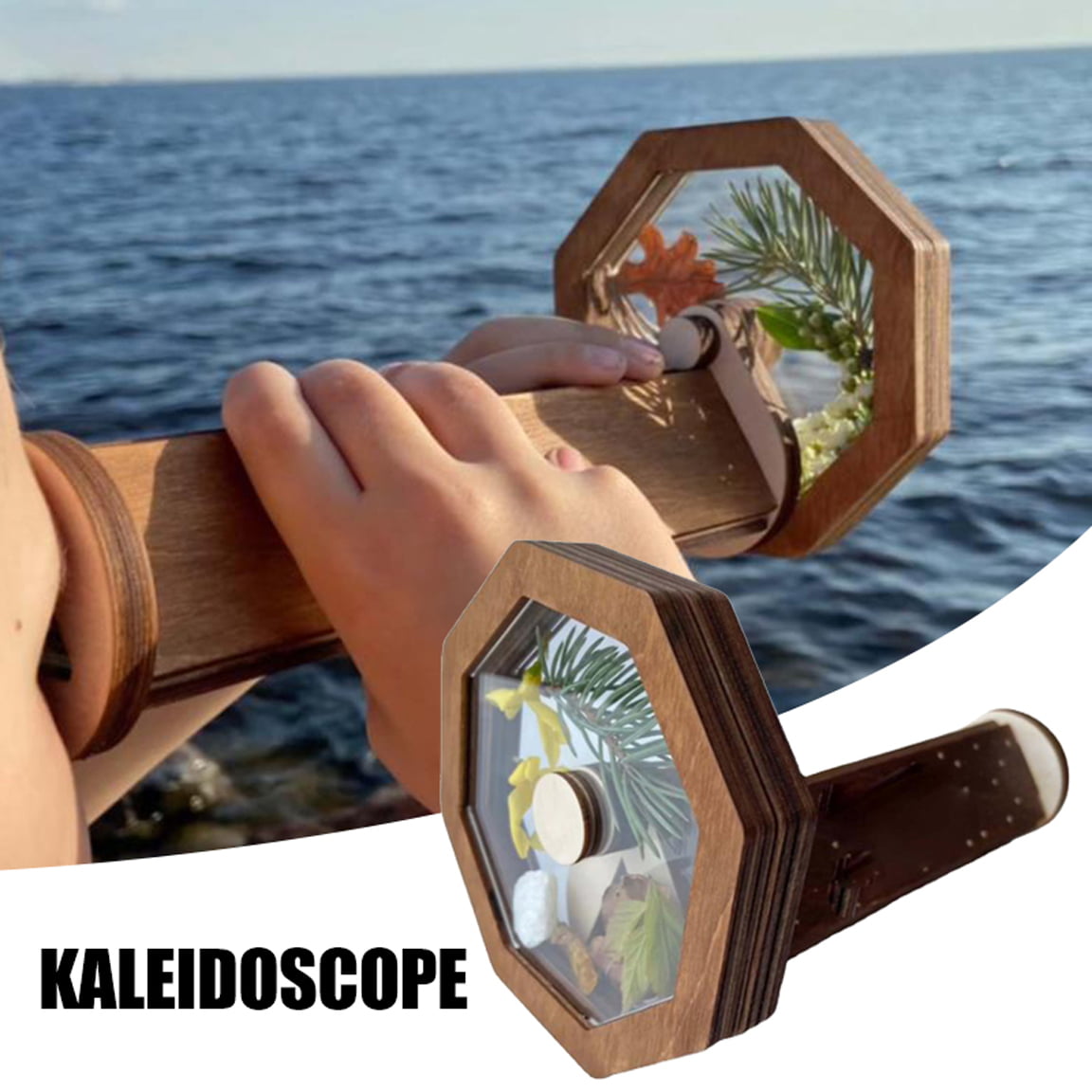 DIY Magic Rotating Kaleidoscope Glasses Outdoor Toys Assembly Kit 1 Set Kaleidoscope Kit for Kids 3D Wooden DIY Kaleidoscope Kit for Nature Lovers 