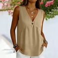 thumbnail image 4 of Miqool Women's Peplum Tank Tops Summer Dressy Casual Sleeveless V Neck Button Ruffle Hem Flowy Babydoll Shirts Beach Vacation Blouses, 4 of 8