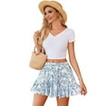 thumbnail image 2 of Mawalde Women'S Pleated - Skirt Basic Casual High Waisted - Flared Mini - Skirts Blue & White M, 2 of 7