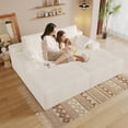 thumbnail image 3 of Double Chaise Lounge Indoor, Upholstered Deep Seat Cloud Couch Corduroy Lounge Chair, Modern Sofa for Living Room Bedroom Apartment,White, 3 of 9