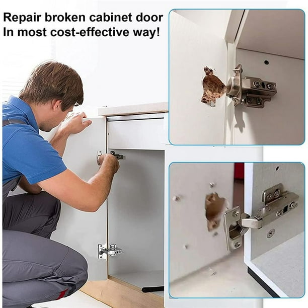 10 Uds. Placa de ReparacióN de Bisagras para Armarios, Muebles, Cajones, Paneles de Puerta de Acero Inoxidable, Base de Mesa, Bisagra, Tablero de ReparacióN de Tazas