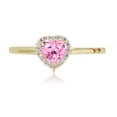 thumbnail image 2 of AVORA 10K Yellow Gold October Birthstone- Pink Sapphire with Simulated Diamond CZ Heart Halo Fashion Ring  - Size 6.5, 2 of 6