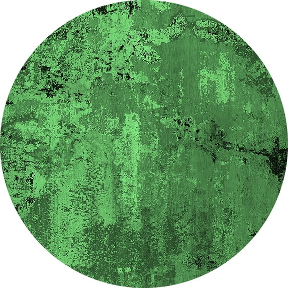 Ahgly Company Indoor Round Oriental Emerald Green Industrial Area Rugs, 4' Round