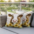 thumbnail image 4 of Sunflower Cow Pillow Covers 2 Pack Plant Farm Flower Pillowcase Waterproof Outdoor Throw Pillow Cover for Patio Garden Square Cushion 26”x26”, 4 of 9
