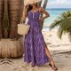 thumbnail image 5 of Puntoco Vestidos Mujer Elegantes Mujeres Casual Estilo de Vacaciones Bohemio Color Sólido Suelto Sin Mangas V-Cuello Camisola Vestido, 5 of 9