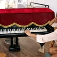 thumbnail image 1 of Nestingho Cubierta Para Piano Vertical Color Rojo Oscuro Con Borlas Y Protección Efectiva, 1 of 7