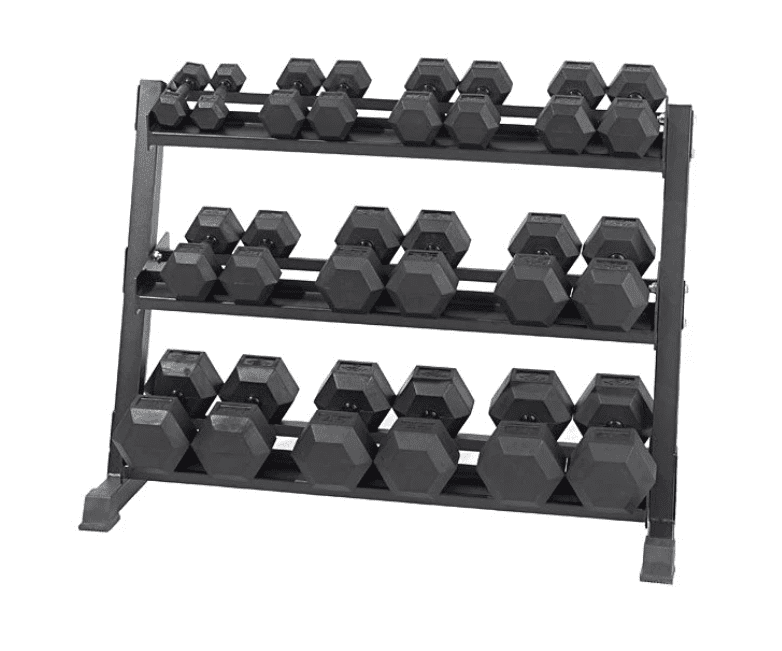 Dumbbells Set & Rack 5-50lb High Quality Rubberized Dummbells