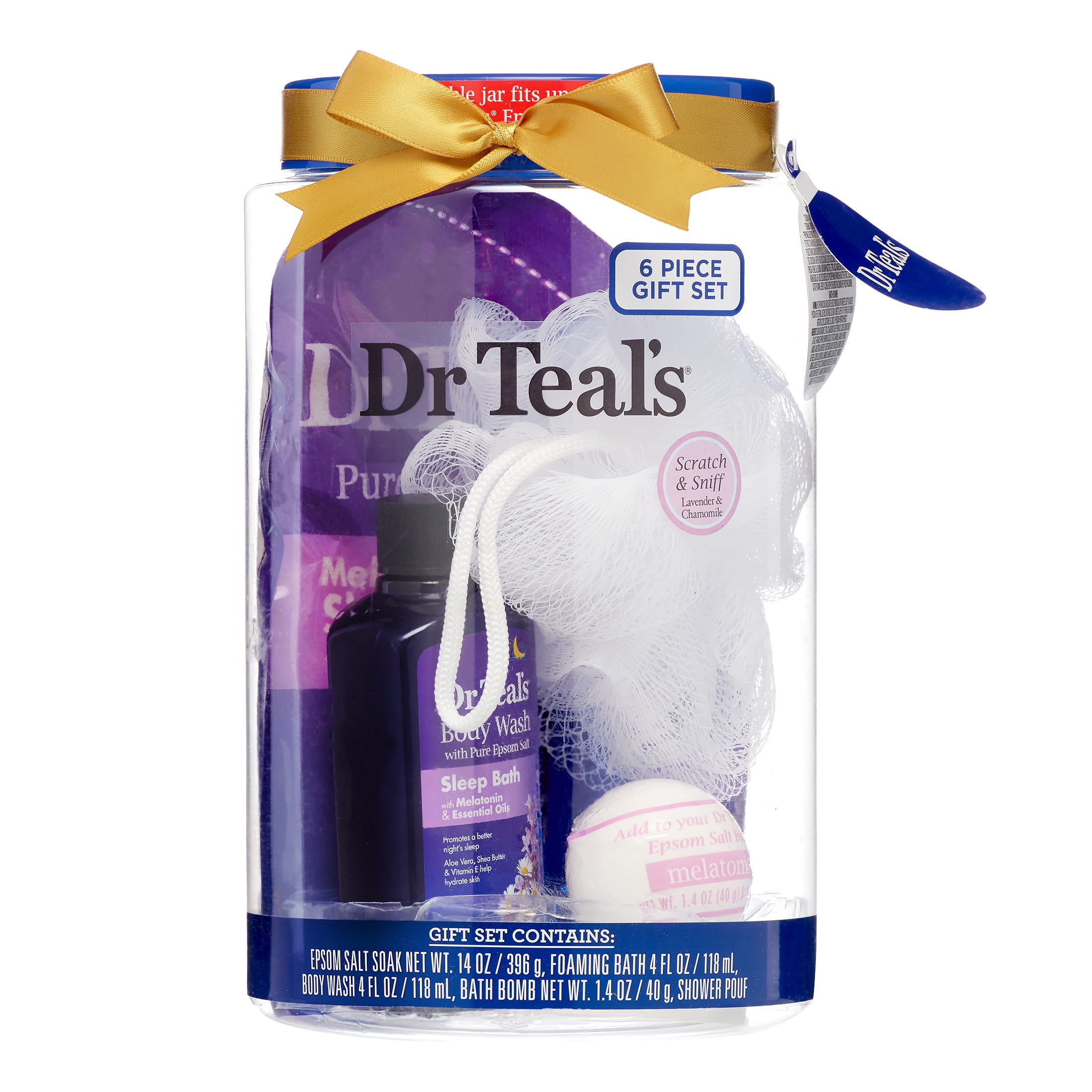 Dr Teal's Melatonin Bath Gift Set with Reusable Container
