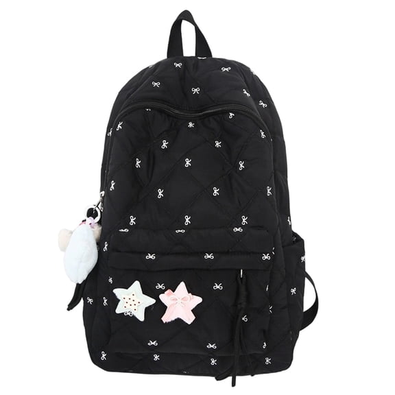 Weebloom Bow School Backpack For Kids Girls Cute Pattern Lightweight Comfort Large Bookbag Middle High School College Black