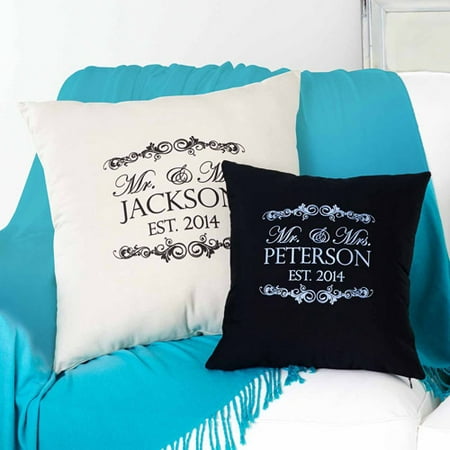 Personalized Mr. and Mr. Black Throw Pillow, 22" x 22"