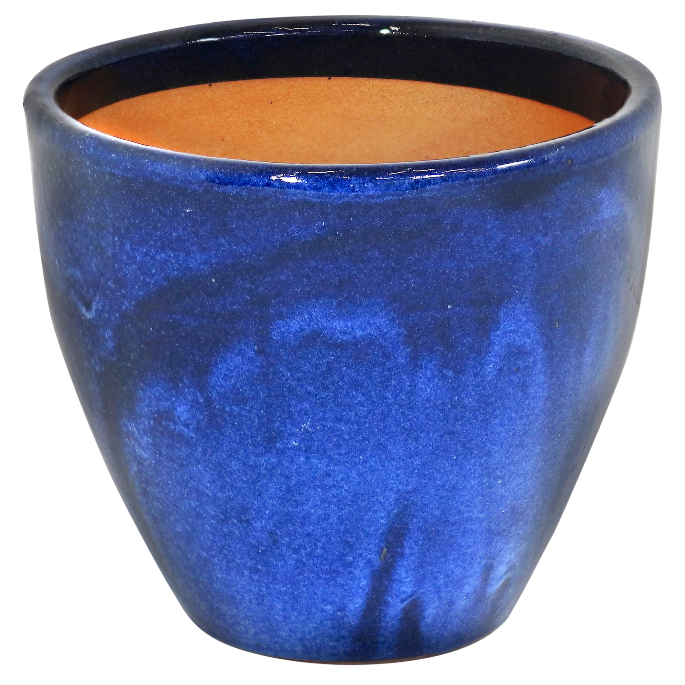 Sunnydaze Resort 13.5" x 13.5" x 12" Round Imperial Blue Ceramic Outdoor Planter