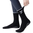 thumbnail image 2 of Yuanlong Women Socks Mid-Calf Yoga Non Dot Grip Socks Embroidery Bow Sports Fitness Hosiery, 2 of 4