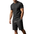 thumbnail image 4 of Gytharion 2 Piece Classic Summer Outfits for Men Round Neck Short Sleeve T-shirt with Elastic Waist Shorts Sets Soild Color Casual Sets, 4 of 8