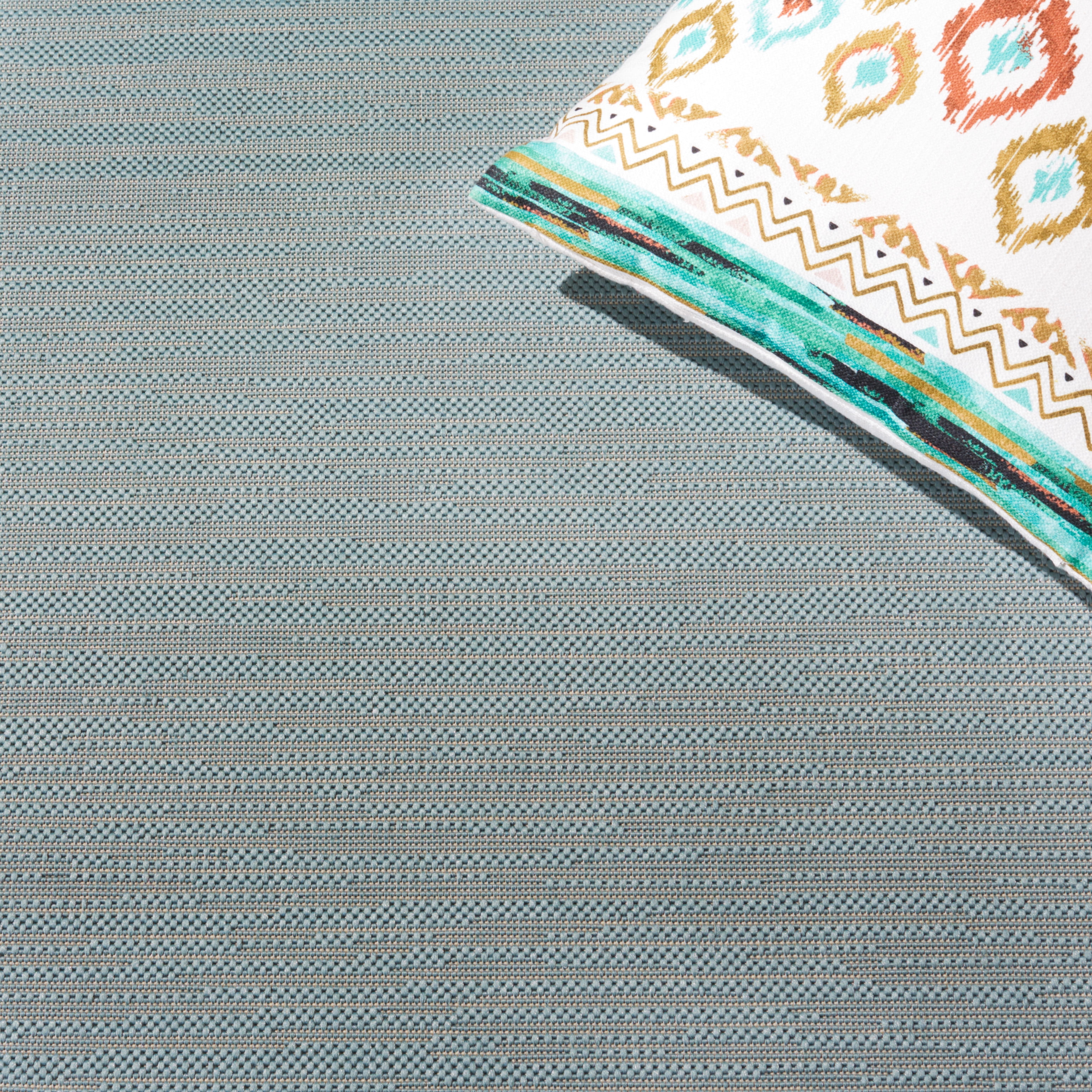 SAFAVIEH Courtyard Alana Contemporary Indoor/Outdoor Area Rug, 5'3" x 7'7", Aqua/Cream