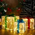 thumbnail image 1 of AMERTEER 3PCS Christmas Lighted Gift Boxes Decorations  Pre-lit Snowflakes Present Box   Light Up Xmas Tree Skirt Ornament, 1 of 8