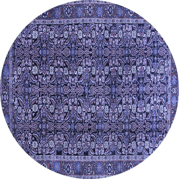 Ahgly Company Machine Washable Indoor Round Persian Blue Traditional Area Rugs, 3' Round