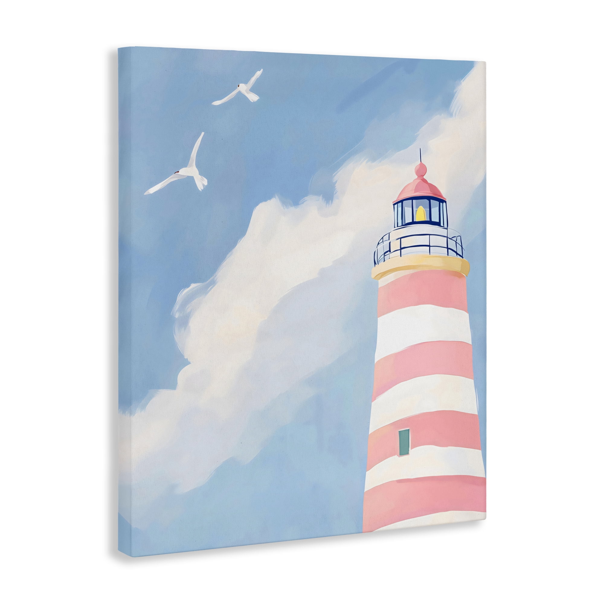 Stupell Industries Striped Lighthouse with Seagulls Canvas Wall Art, design by The Prints Vibe