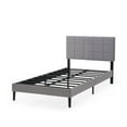 thumbnail image 2 of Mainstays Upholstered Twin Platform Bed Frame with Square Stitch Height Adjustable Headboard, Grey, 2 of 9