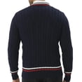 thumbnail image 4 of Sweater for Men Cable Knit V Neck Sweater Long Sleeve Pullover with Striped Ribbed Trim Classic Fit Soft Material, 4 of 4