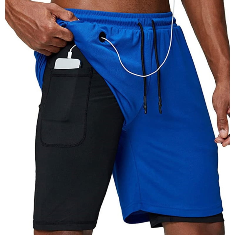 2 in 1 training shorts mens