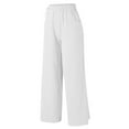thumbnail image 3 of Aayomet Wide Leg Pants for Women Women Cotton Loose Wide Leg Pants High Waist Dress Pants for Women Business Casual Long,White XXL, 3 of 5
