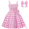 thumbnail image 4 of Eliza-Barbie Vestido De Disfraz De Niña Con Estampado A Cuadros Sin Mangas Línea Con Diadema Con Lazo, 4 of 4