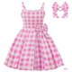 thumbnail image 4 of Eliza-Barbie Vestido De Disfraz De Niña Con Estampado A Cuadros Sin Mangas Línea Con Diadema Con Lazo, 4 of 4