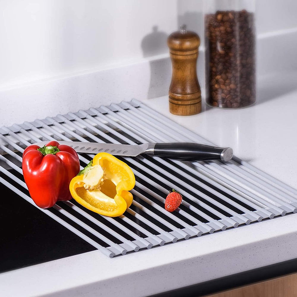 Roll Up Dish Rack, Over The Sink Silicone Wrapped Steel Dish Drying
