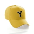 thumbnail image 1 of Classic 3D Raised Initial Letters A to Z Structured Baseball Hat Cap Adjustable, Yellow Hat White Black Letter Y, 1 of 4