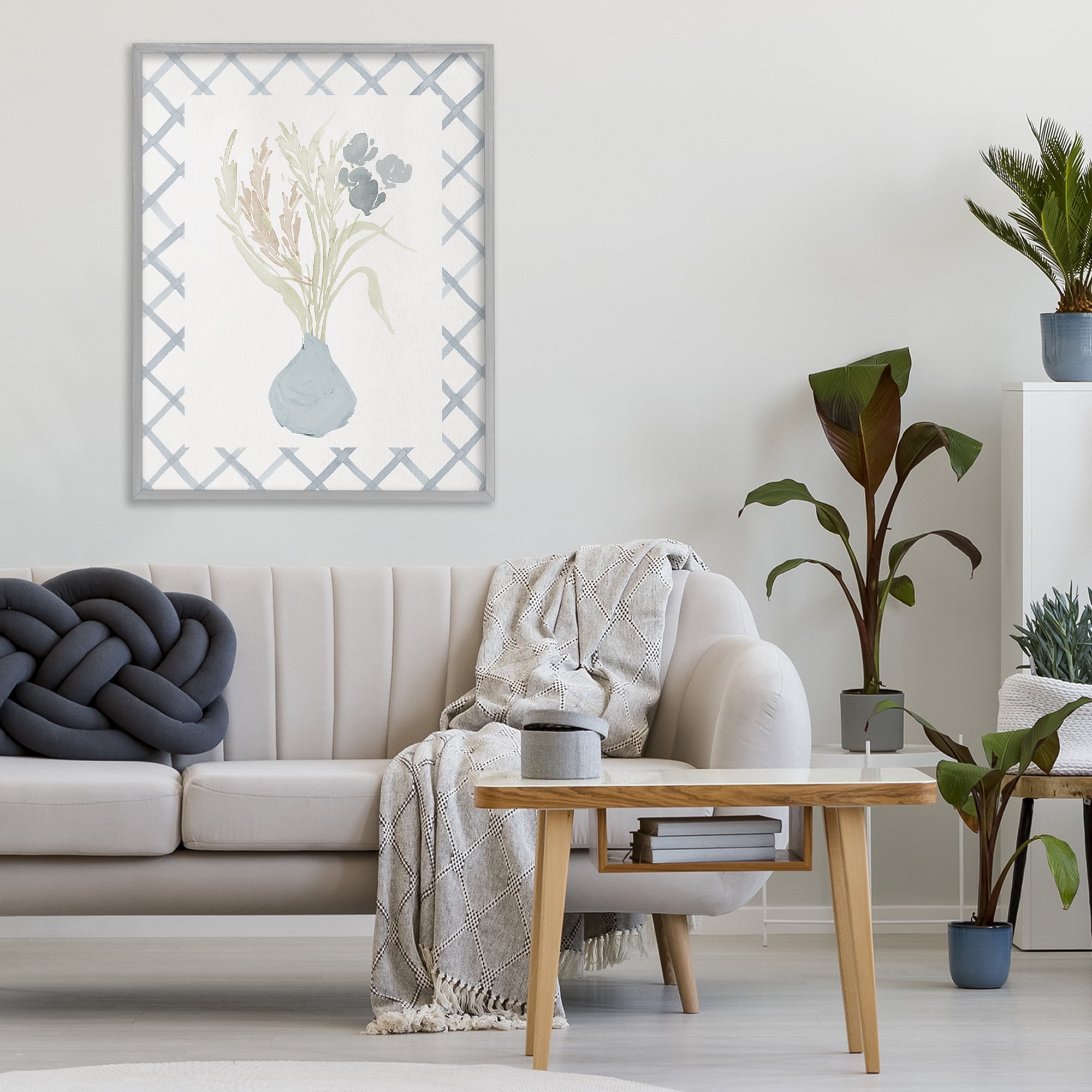 Stupell Industries Soft Blue Anna Bouquet Gray Framed Giclee Art, design by Elizabeth Medley