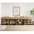 thumbnail image 6 of WAMPAT Modern TV Stand with 3 Tiers Bookshelf, Farmhouse Entertainment Center with 4 Drawers and Adjustable Shelf, Wooden Media TV Console with Glass Doors for Living Room, Oak, 6 of 12