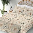 thumbnail image 3 of Ambesonne Gothic Themed Fitted & Flat Sheet with Shams 4 Pcs Set, Spooky Moth Cockroach, Queen, Pale Caramel Cream, 3 of 5