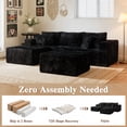 thumbnail image 2 of Ovios 108" Modular Sectional Couch, Cloud L Shape Couch with Chaise & Ottoman for Living Room, 3 Seater Boneless Sofa for Apartment, Black, 2 of 12
