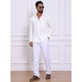 thumbnail image 5 of DARING DIVA Men's Plaid Textured Casual Long Sleeve Button Down Shirt M White, 5 of 7
