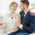 thumbnail image 6 of 24 PCS Groom Boutonniere Wedding Silk Rose 1.7inch Wide Dark Red Rose Corsages with Pin Rose Lapel Pin Boutonniere Satin Rose Boutonniere Flower for Men's Boutineer Suit Decoration, 6 of 6