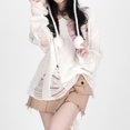 thumbnail image 4 of Suéter holgado informal con hombros descubiertos de estilo coreano para mujer, suéter hueco de manga larga para primavera y otoño, a la moda para mujer, 4 of 5