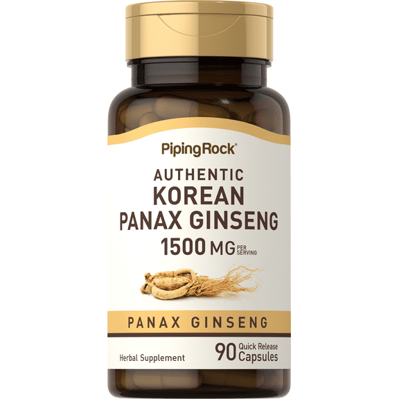 Korean Ginseng Capsules 500mg | 90 Count | Panax Ginseng Root Extract for Men and Women | by Piping Rock