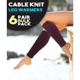thumbnail image 3 of Leg Warmers for Women, 6 Pairs Knee High Cable Knit Warm Thermal Acrylic Winter Sleeves, 3 of 7