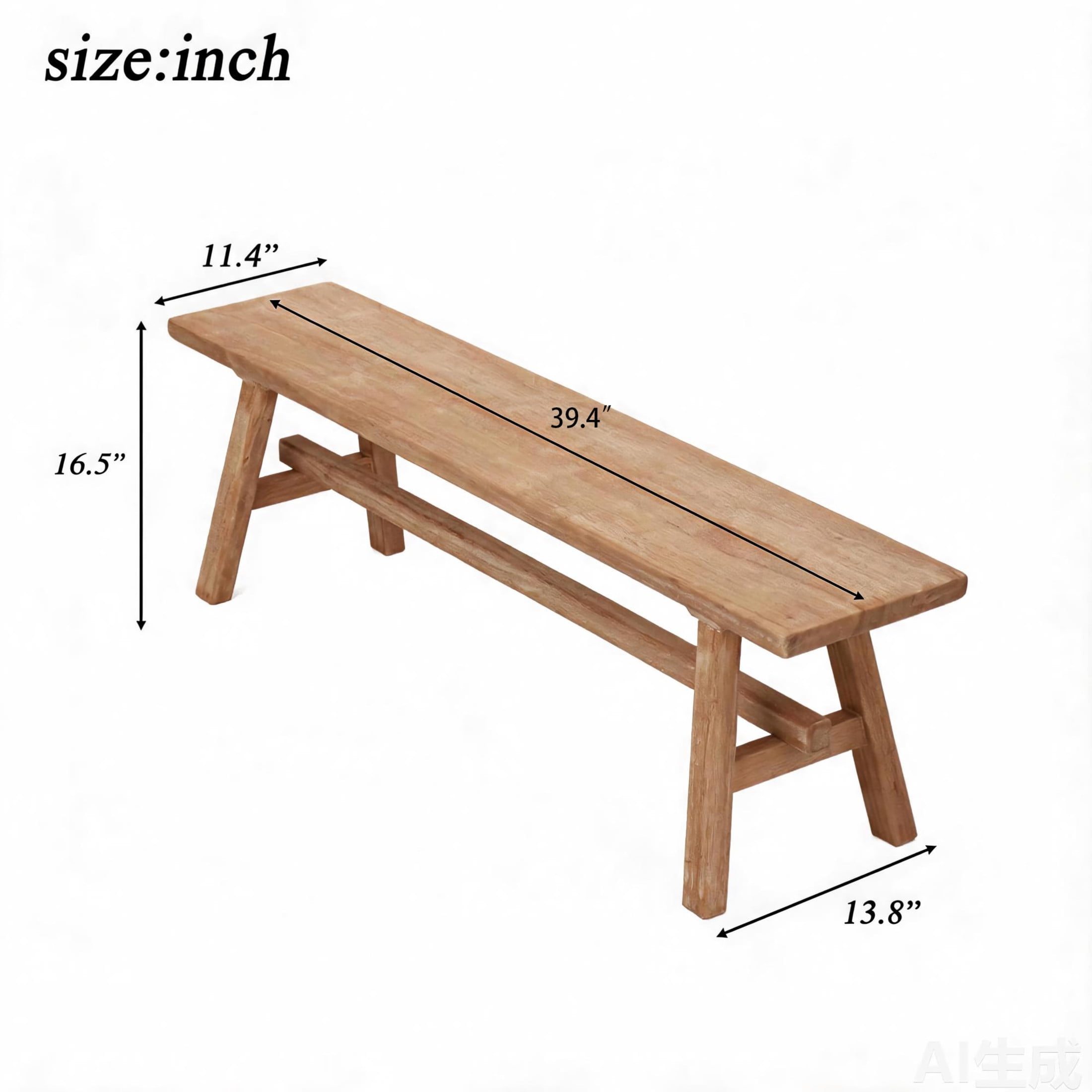 Noble House Manel 39" Solid Rubber Wood Farmhouse Entryway Bench, Decorative Functional Accent Seating, Natural