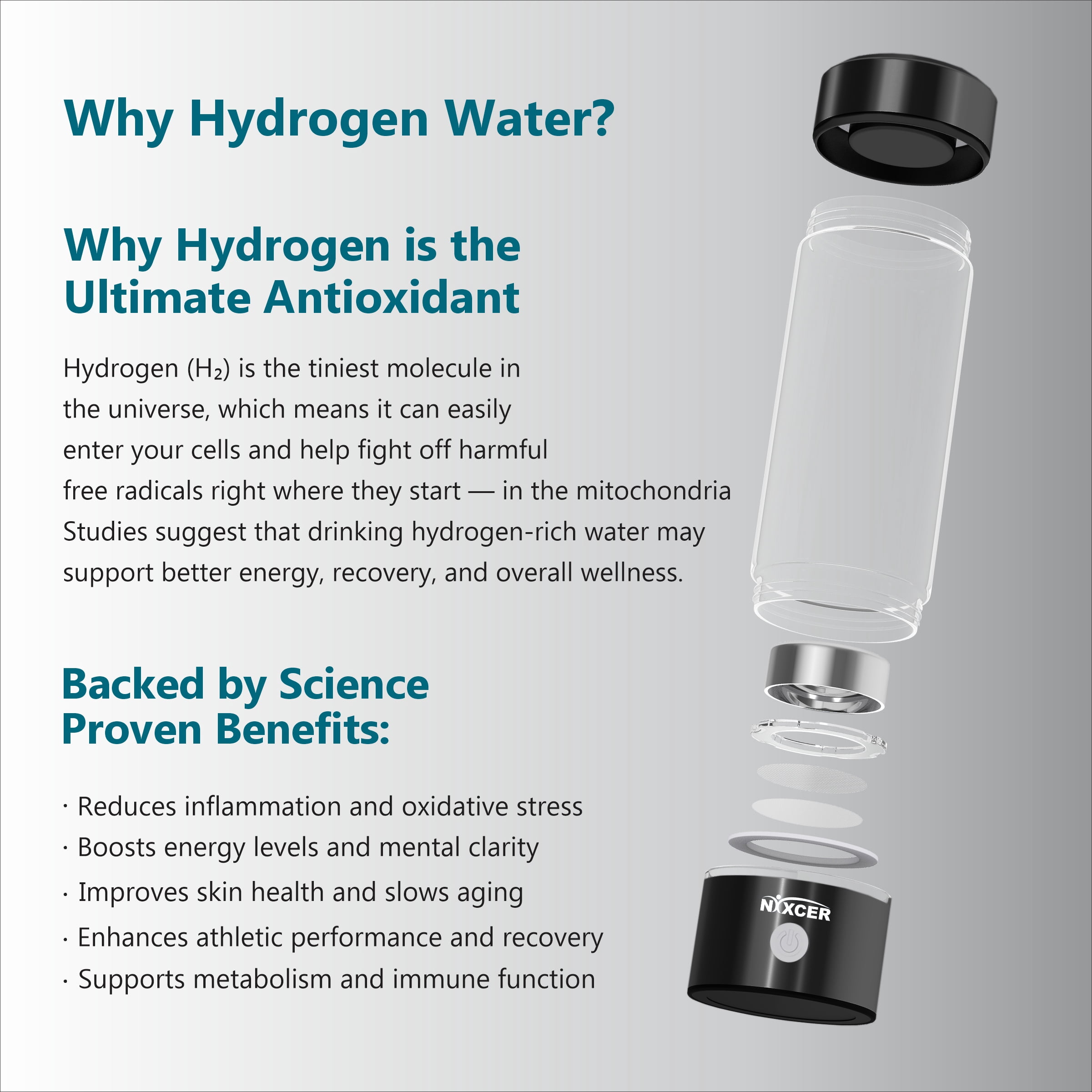 Hydrogen Water Bottle Generator - 3 Min SPE PEM Tech, 2025 Model, 420ML Portable Hydro Water Bottle Machine for Travel, Wellness & Recovery, Ideal for Kids, Men & Women - Black