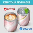 thumbnail image 4 of 12oz Stemless Wine Tumblers Pink and Gold Marble Texture Vacuum Insulated Stainless Steel Travel Tumbler Cups Mug with Lid and Straw for Champaign,Cocktail,Beer with Cleaning Brush, 4 of 5