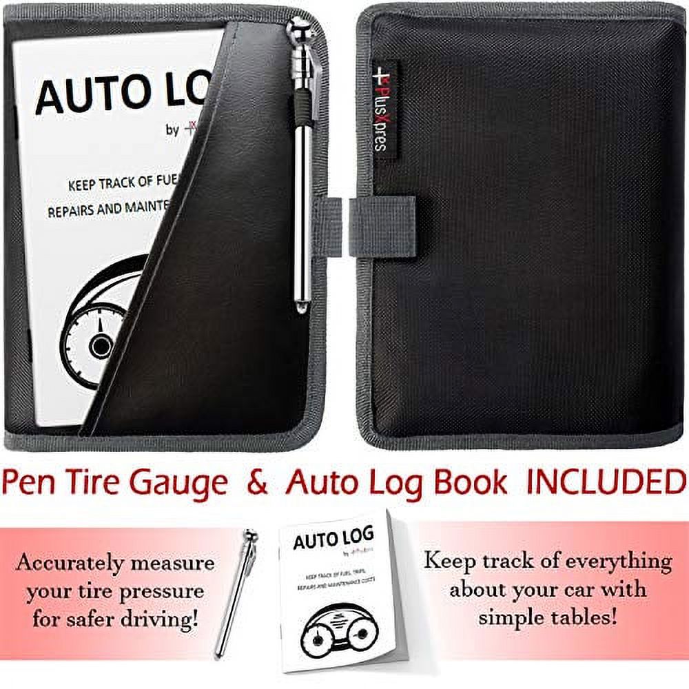 Organizer Per Vano Portaoggetti Auto - Custodia Per Manuale, Libretto E Documenti, Con Registro E Manometro Pneumatici