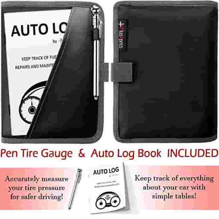 Organizer Per Vano Portaoggetti Auto - Custodia Per Manuale, Libretto E Documenti, Con Registro E Manometro Pneumatici