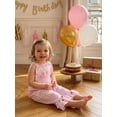thumbnail image 5 of BemeyourBBs Toddler Baby Girls Birthday Outfit Romper Overalls 1 2 3 Years Old Birthday Clothes Little Girl Cami Jumpsuit Sleeveless Letter Balloon Embroidery Plaid Suspender Flared Pants, 5 of 9